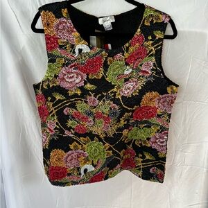 Dorman Reversable vintage Y2K popcorn texture floral Top - Black, Red, Green